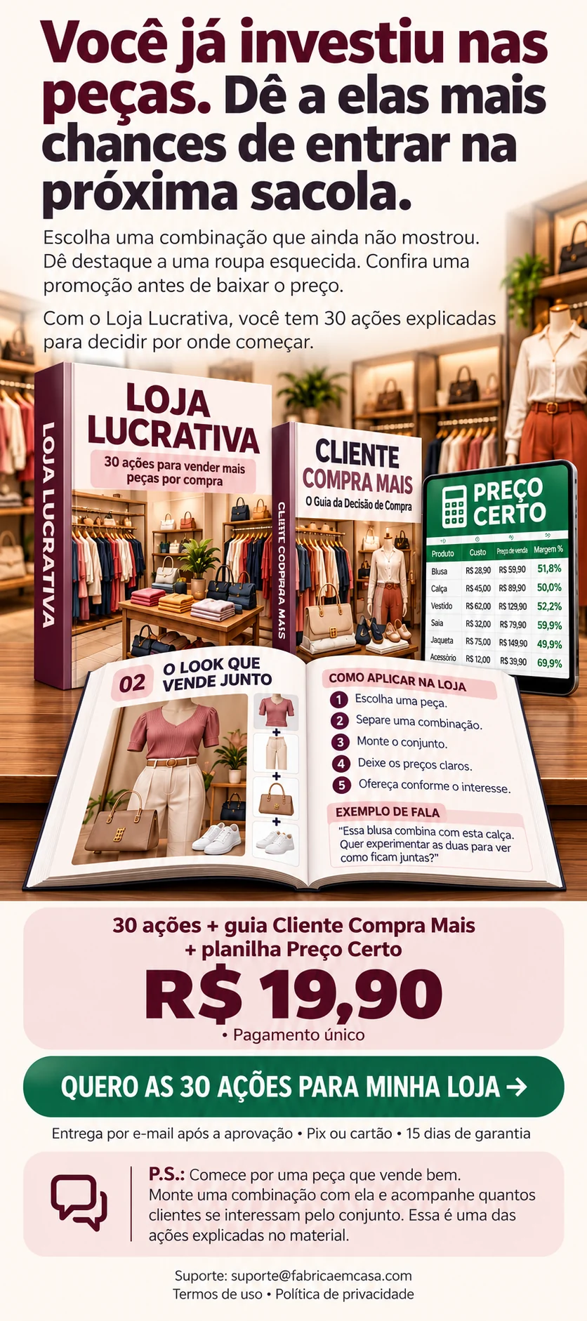 Conjunto Loja Lucrativa com guias e planilha